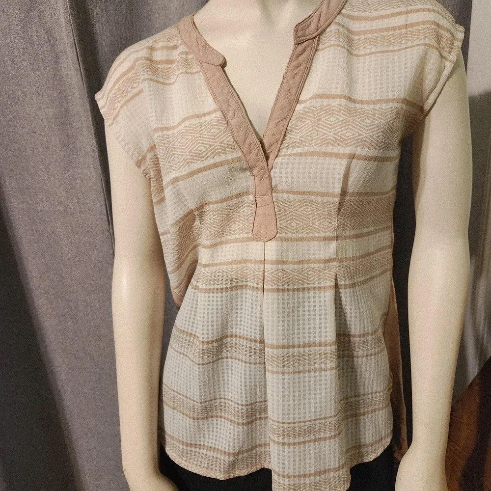 Anthropologie Postmark Striped With Contrast Soft Pink Back High‎ Low XS Whimsy - Picture 4 of 10